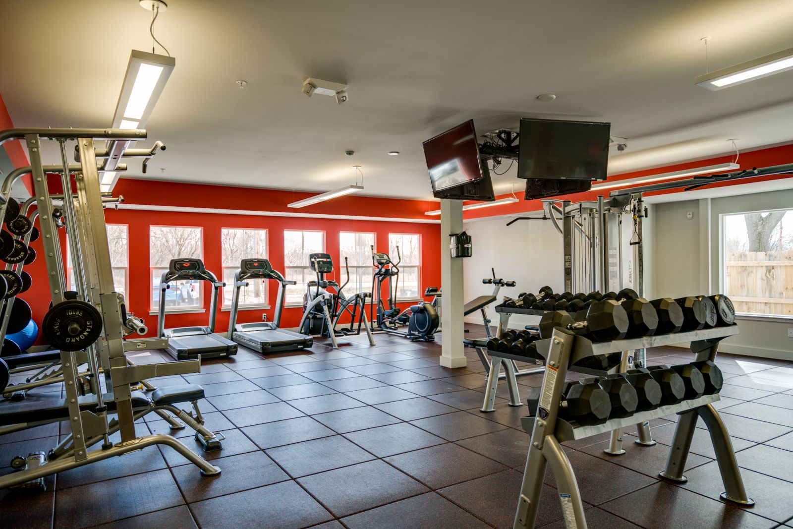 cardio machines and weight training room