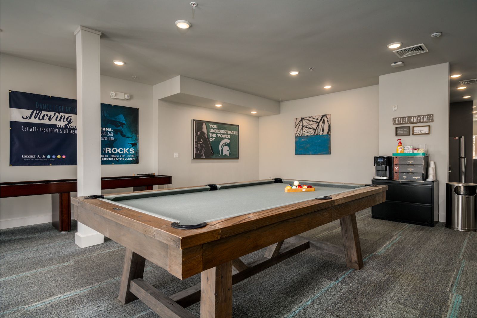 resident game room with billiards